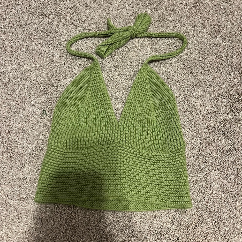 Green Knit Halter Top